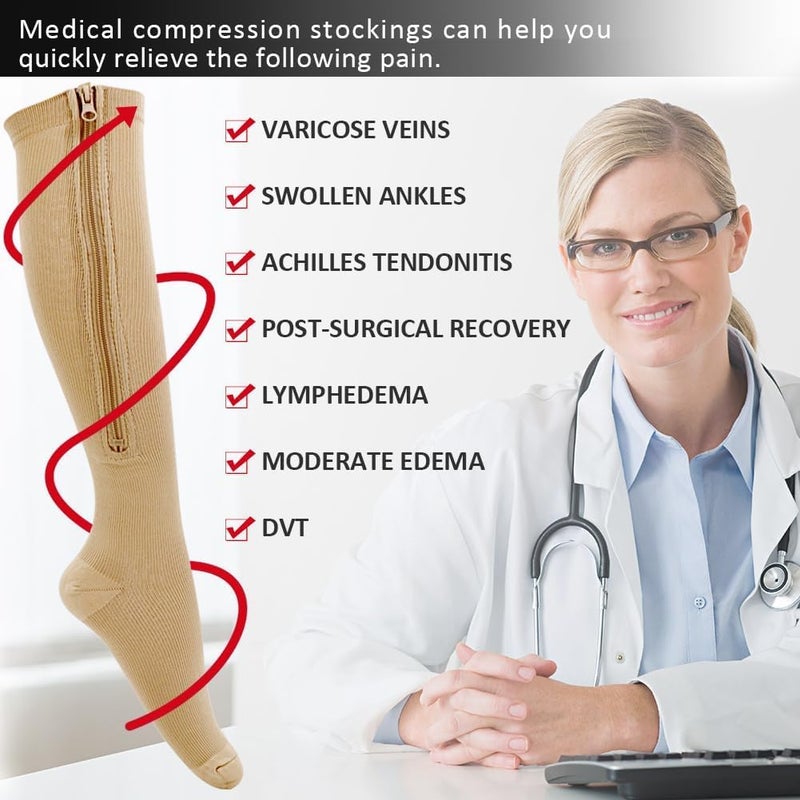 Ailaka Medical 15-20 mmHg Zipper Compression Socks Women Men - Image 5