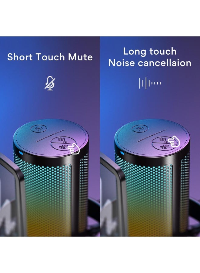 MAONO DGM20 Professional USB Microphone for Live Streaming, Gaming & Content Creation | High-Quality Condenser Microphone with Noise Reduction, Real-Time Monitoring, Tap-to-Mute Function & RGB Lighting | Ideal for Gaming, Podcasting, Voice Recording, YouTube, Online Meetings & Content Creators | Black - Image 5