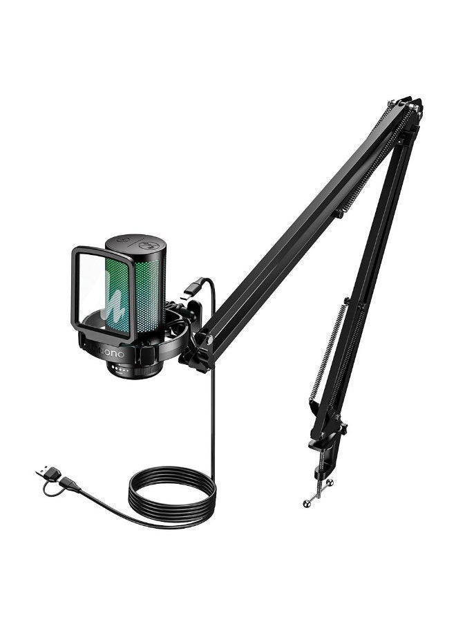 MAONO DGM20 Professional USB Microphone for Live Streaming, Gaming & Content Creation | High-Quality Condenser Microphone with Noise Reduction, Real-Time Monitoring, Tap-to-Mute Function & RGB Lighting | Ideal for Gaming, Podcasting, Voice Recording, YouTube, Online Meetings & Content Creators | Black - Image 2