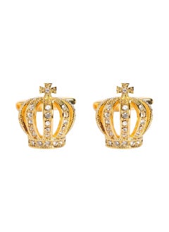 Crown Designed Cufflink Gold Color Stainless Steel