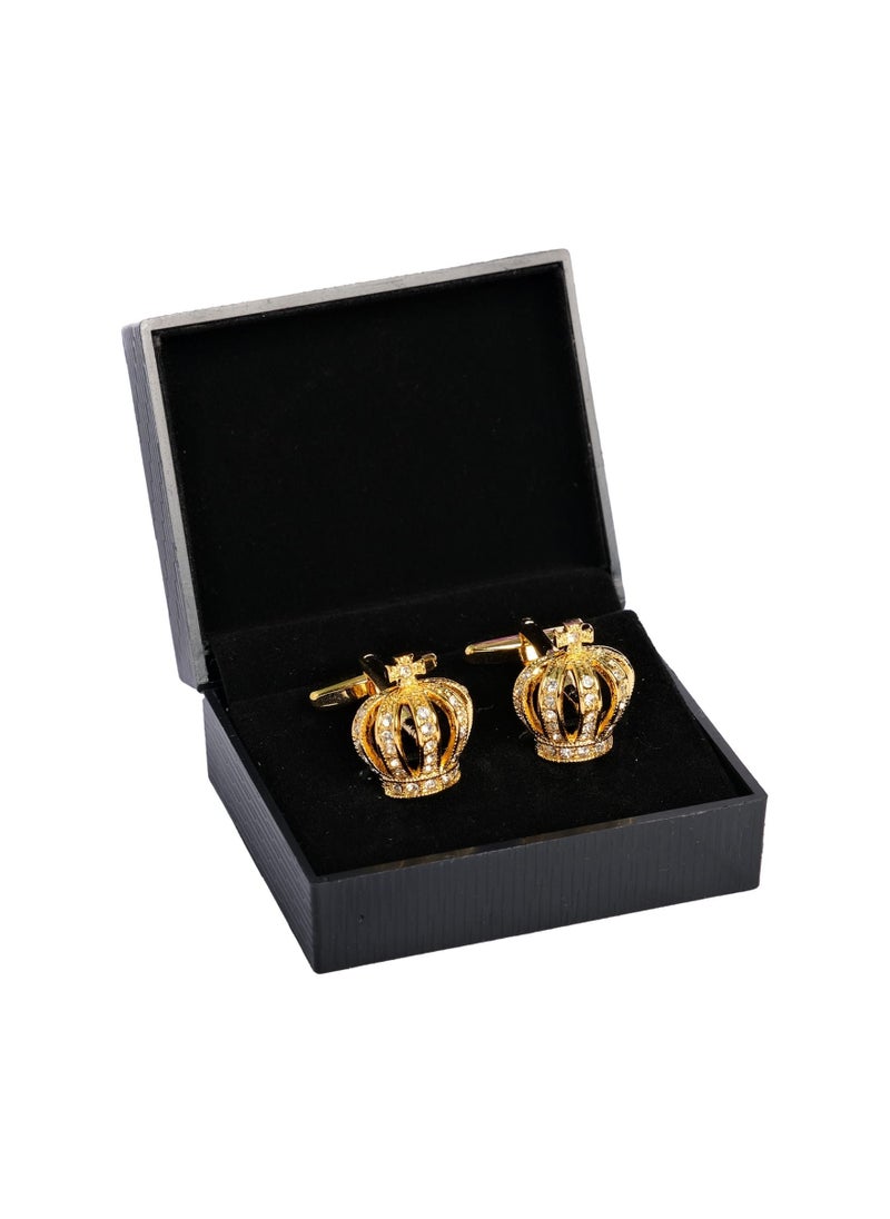 Fashion & Lifestyle - Crown Designed Cufflink Gold Color Stainless Steel - Image 1