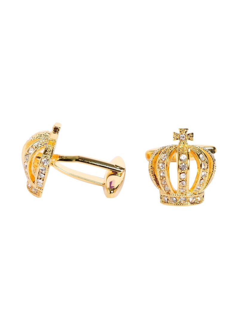 Fashion & Lifestyle - Crown Designed Cufflink Gold Color Stainless Steel - Image 1