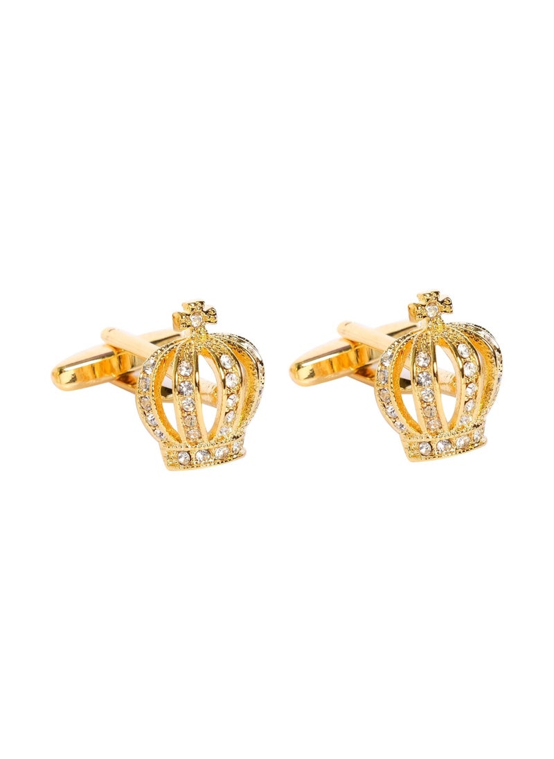 Fashion & Lifestyle - Crown Designed Cufflink Gold Color Stainless Steel - Image 1