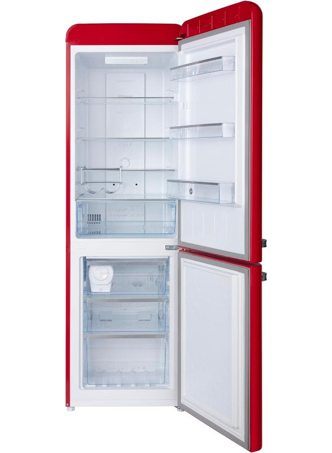 Hoover 300 Liters Bottom Mount Retro Style Refrigerator  Total No Frost & Humidity Control  Metal Texture Handle  Electronic Control & Led Light  Silver Strip & Ice Twister  Hbr-M300-Rr (Red) 300 L HBR-M300-RR Red - Image 2