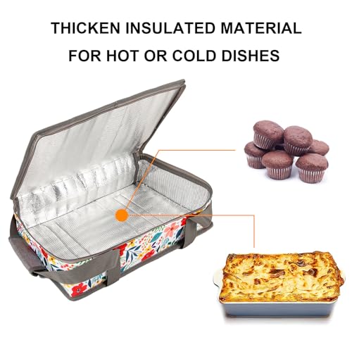QEES Insulated Casserole Carriers for Hot or Cold Food,Casserole Dish Bag Carrying Case,Food Carrier Warmer Container Bag For Travel Picnic.Pioneer Woman Kitchen Stuff.Fits 9"x13" Baking Dish - Image 2
