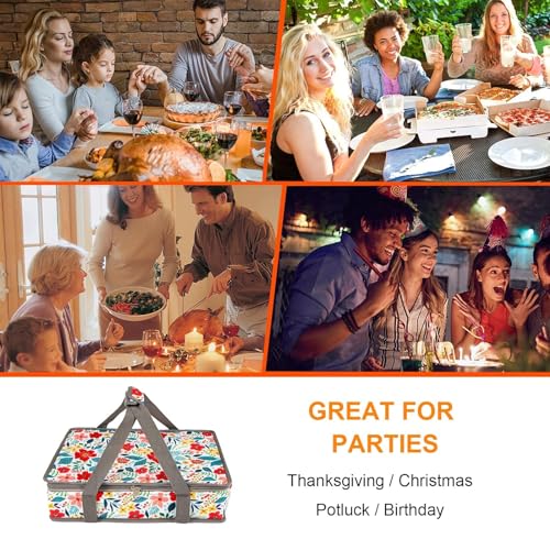 QEES Insulated Casserole Carriers for Hot or Cold Food,Casserole Dish Bag Carrying Case,Food Carrier Warmer Container Bag For Travel Picnic.Pioneer Woman Kitchen Stuff.Fits 9"x13" Baking Dish - Image 4