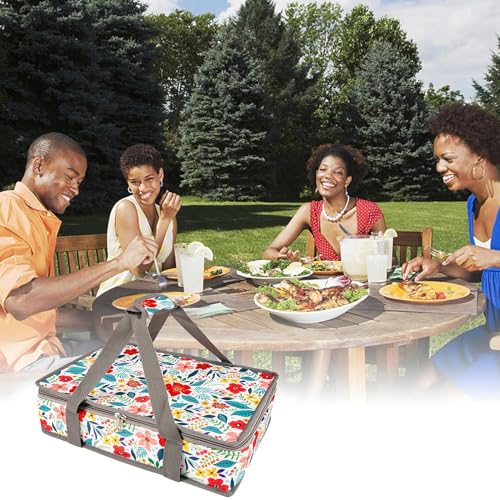 QEES Insulated Casserole Carriers for Hot or Cold Food,Casserole Dish Bag Carrying Case,Food Carrier Warmer Container Bag For Travel Picnic.Pioneer Woman Kitchen Stuff.Fits 9"x13" Baking Dish - Image 5