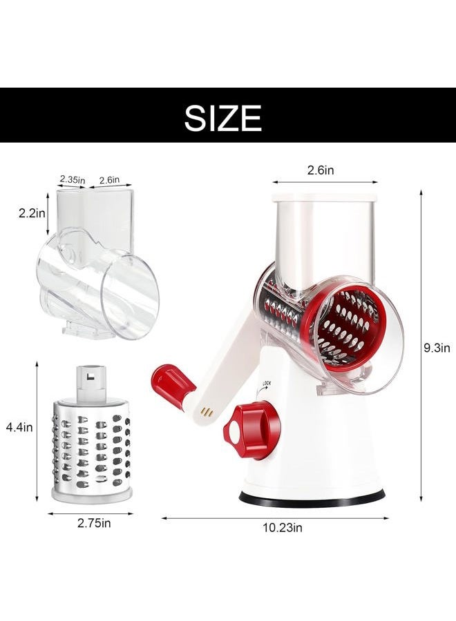 Cambom Manual Rotary Cheese Graters - Round Mandoline Slicer Cheese Shredder Vegetable Slicer Walnuts Grinder with Strong-Hold Suction Cup Base and Cleaning Brush（C315RW） - Image 5