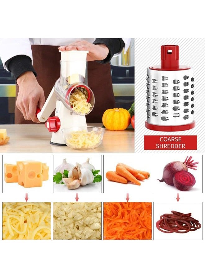 Cambom Manual Rotary Cheese Graters - Round Mandoline Slicer Cheese Shredder Vegetable Slicer Walnuts Grinder with Strong-Hold Suction Cup Base and Cleaning Brush（C315RW） - Image 2