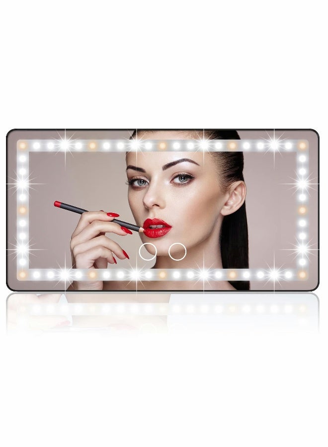 Car Sun Visor Vanity Mirror, Rechargeable Makeup Mirror with 3 Light Modes  60 LEDs, Dimmable Clip-on Rear View Sun-Shading Cosmetic Mirror with Touch on Screen, Universal for Car Truck SUV - Image 1