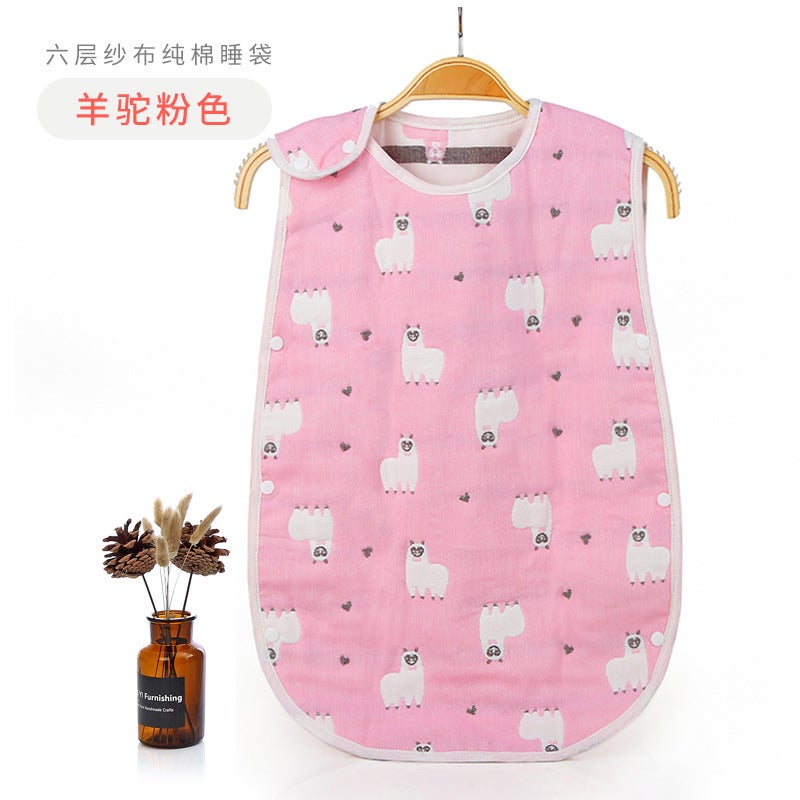 Sleeping Bag Pure Cotton Six-Layer Gauze Kidsren'S Baby Anti-Kick Vest Style Spring, Autumn And Summer Thin Air-Conditioned Room To Prevent Colds - Image 1