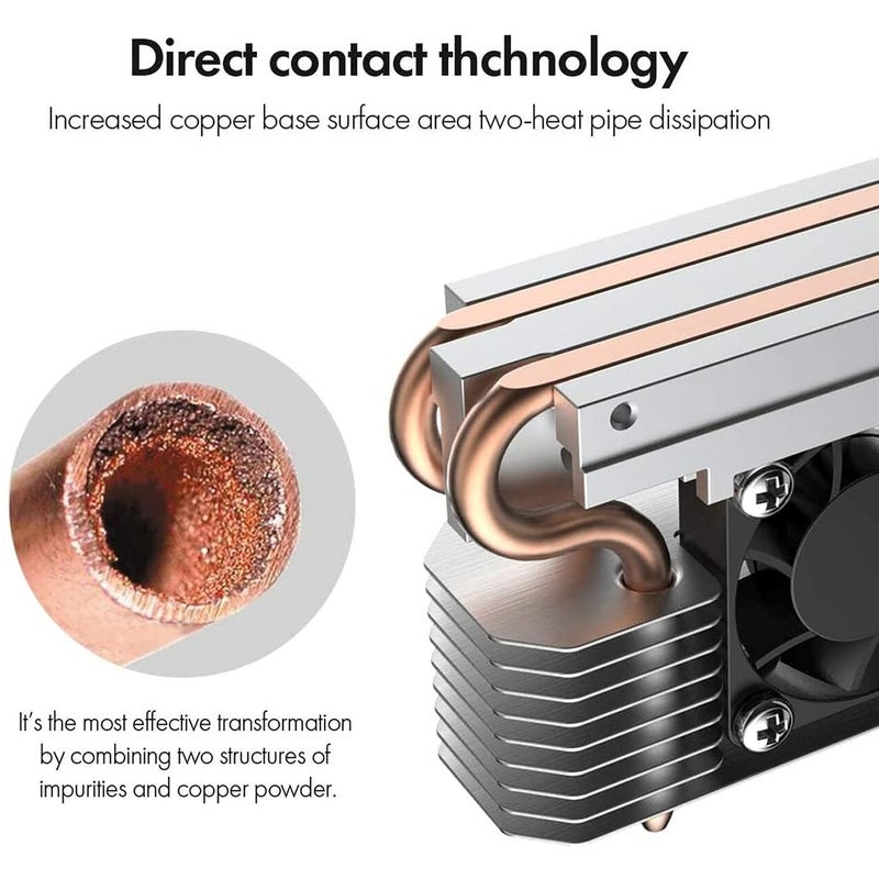 Titanium Micro SSD Heatsink Cooler M.2 NVMe Heatsink for Single Double Sided SSD 2280 with Copper Heatpipe, 30mm PWM Cooling Fan, Reduce up to 40°C - NITROPRO - Image 3
