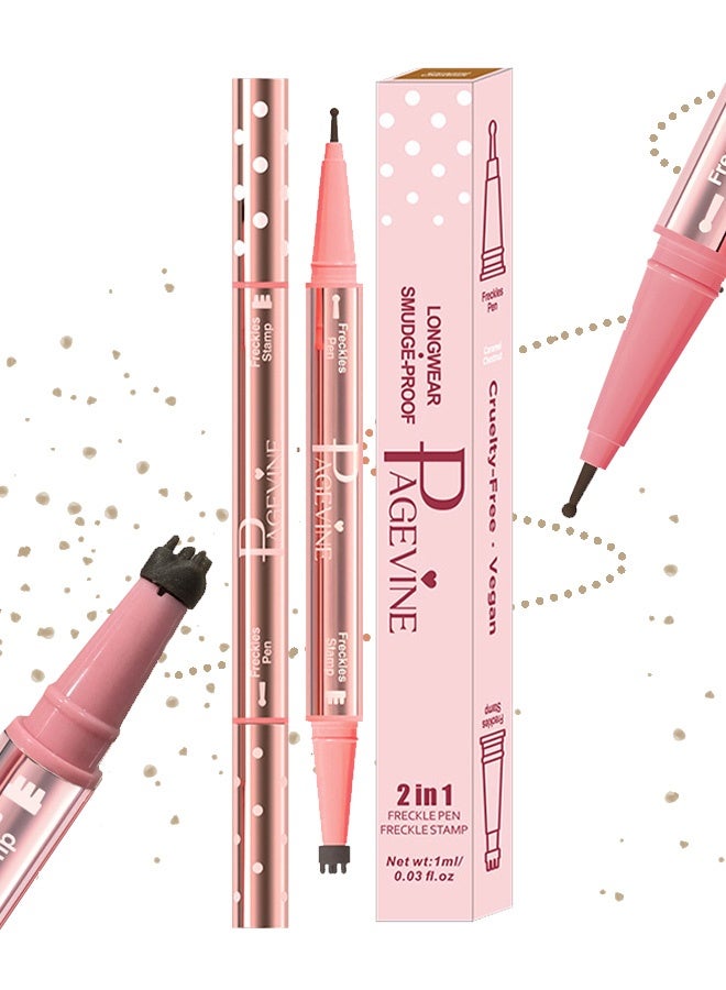 PAGE VINE 2-in-1 Freckle Pen Freckle Stamp ，Faux Freckles & Black Liquid Eyeliner Makeup, Long Lasting Waterproof Quick Dry Lifelike Magic Freckles Tattoo Marker for Natural Sunkissed Makeup, 02 - Image 1