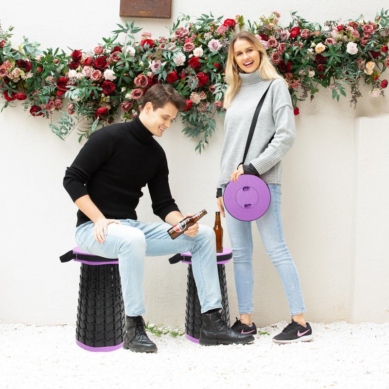 ALEVMOOM 2026 Collapsible Stool with Thick Cushion, H18.1 D10.24 Portable Telescoping More Sturdy Load Capacity 600Lbs, Retractable Adjustable Camping Folding Stool for Outdoor Hiking BBQ Climb - Image 2