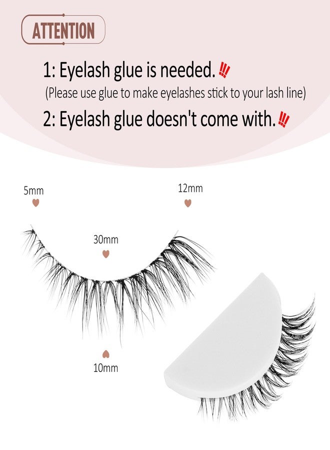 Onlyall Short Natural Eyelashes Natural Fake Lashes Clear Band Lashes False Eyelashes Wispy Lashes Natural Eyelashes 12mm Lashes H24 - Image 4