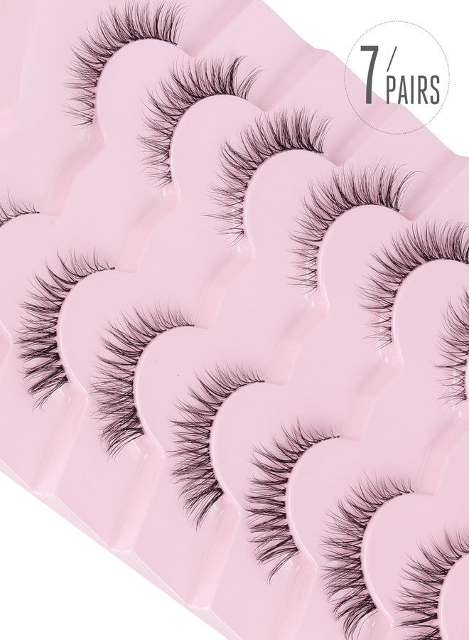 Onlyall Short Natural Eyelashes Natural Fake Lashes Clear Band Lashes False Eyelashes Wispy Lashes Natural Eyelashes 12mm Lashes H24 - Image 5