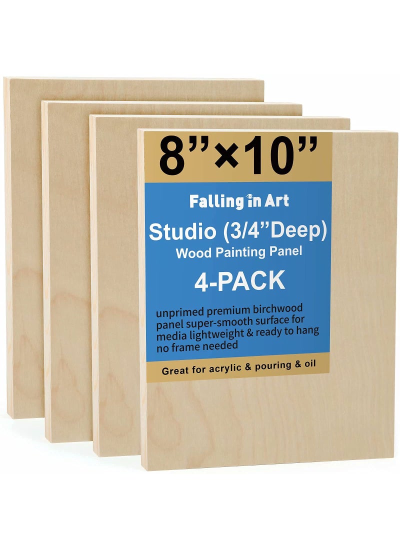 Falling In art Falling in Art Unfinished Birch Wood Canvas Panels Kit Falling in Art 4 Pack of 8x10 Studio 34 Deep Cradle Boards for Pouring Art Crafts Painting and More 
