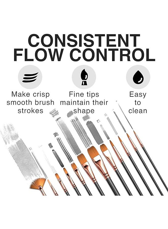 12 Pcs Nylon Hair Paint Brush Set, Beginners Artist Paint Brush Set for Students, Children’s DIY Art Brushes, Professional Painting Brushes Kit for Body Art, Face, Nail Art - Image 2