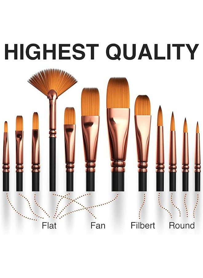 12 Pcs Nylon Hair Paint Brush Set, Beginners Artist Paint Brush Set for Students, Children’s DIY Art Brushes, Professional Painting Brushes Kit for Body Art, Face, Nail Art - Image 5