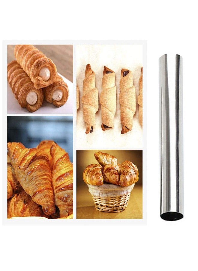 VolksRose Screw Croissant Molds, VolksRose 12 PCS Non-stick Stainless Steel Waffle Cone Roll Pastry Cream Horn Forms Pancake Making Tool Cannoli Tubes DIY Spiral Cake for Traditional Dessert Bread Baking,5 INCH - Image 2