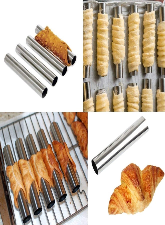 VolksRose Screw Croissant Molds, VolksRose 12 PCS Non-stick Stainless Steel Waffle Cone Roll Pastry Cream Horn Forms Pancake Making Tool Cannoli Tubes DIY Spiral Cake for Traditional Dessert Bread Baking,5 INCH - Image 4