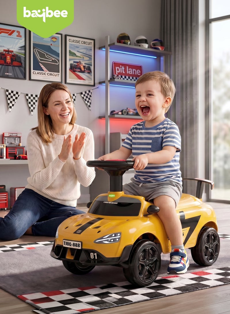 BAYBEE Racerz Baby Ride on Car for Kids, Toddler Ride on Baby Car with Lights, Music & Spoiler | Childrens Ride on Car Kids Push Car for Baby | Children Push Ride on Car for Kids Toddlers 1 to 3 Years Boy Girl Yellow - Image 2