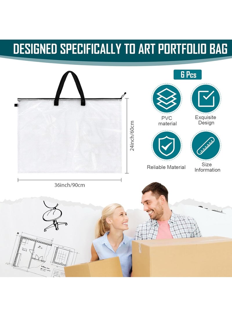 Generic Windyun 6 Pcs Art Portfolio Bag Bulk 24 x 36 Inch Large Posters Storage Bag Black Portfolios Bags with Zipper and Handle Art Organizer for Pictures Portfolio Folder for Artwork  - Image 2