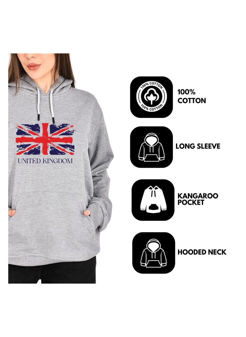 PRINTSHOP4ME UK Women's Hoodie-100% Cotton Fabric,Long Sleeve|Casual Wear For Travel,Sports&Daily Outfits|UK Printed Hoodies - Image 2