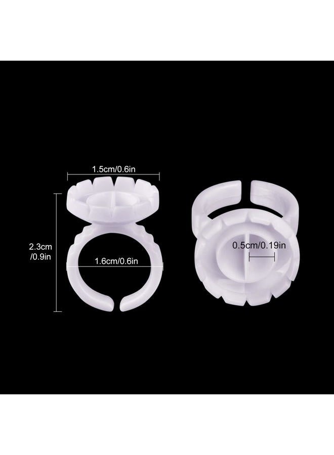 MEKK Glue Rings 100PCS Glue Rings for Eyelash Extension Lash Extension Supplies Disposable Lash Extension Supplies Fanning Blossom Cups for Eyelash Extension(White)… - Image 2