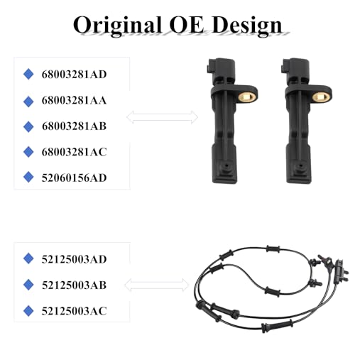 PANNUOSCS ABS Wheel Speed Sensor - Front Rear Left Driver and Right Passenger Side ABS Wheel Speed Sensor Compatible for Jeep Wrangler 3.6L 2007-2017 Jeep Wrangler 3.8L 2007-2011 68003281AA - Image 3