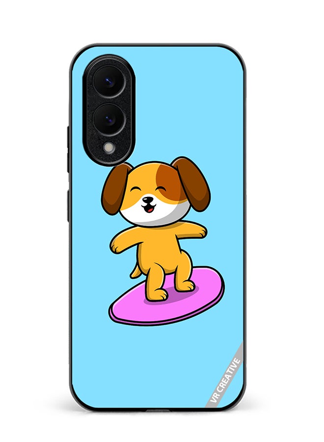 VR CREATIVE Protective Case Cover For Samsung Galaxy S25 Edge Surf Dog Design Multicolour