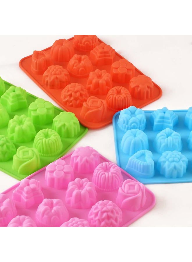 Newk Flower Shape Chocolate Silicone Mold, 4 Packs 12 Cavity Candy Baking Mold for Parties, Festival and DIY Crafts - Green+ Blue+ Pink+ Orange - Image 5