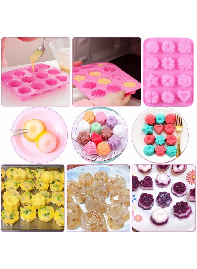 Newk Flower Shape Chocolate Silicone Mold, 4 Packs 12 Cavity Candy Baking Mold for Parties, Festival and DIY Crafts - Green+ Blue+ Pink+ Orange - Image 4