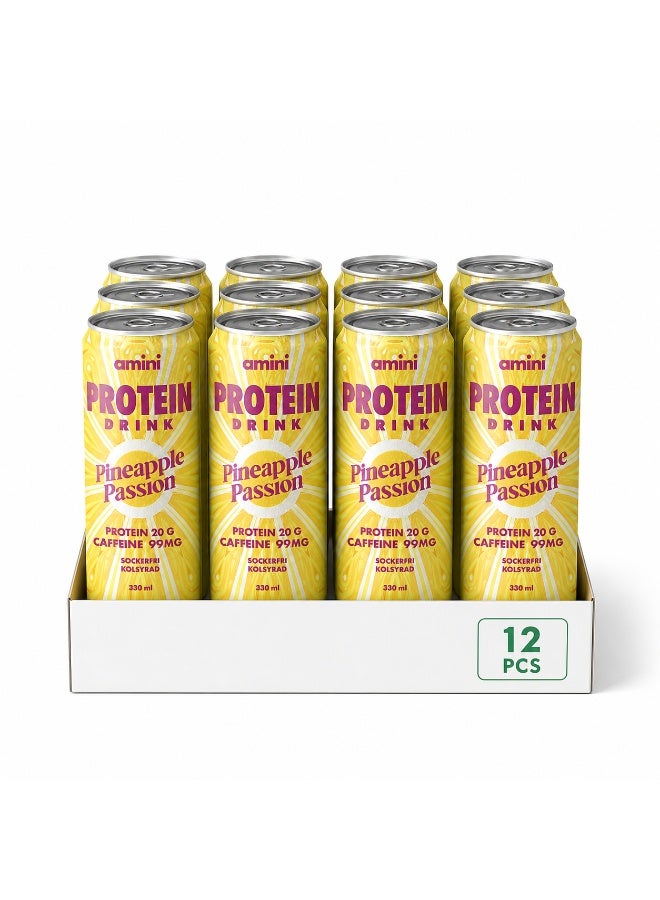 dovember Amini Protein Carbonated Drink Pineapple passion 12*330ml - Image 1