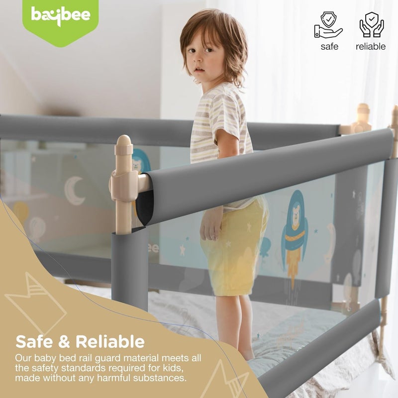 Baybee Bed Rail Guard Barrier for Baby Portable Safety Adjustable Height Falling Protector Fence Foldable Safeguard Bed Rails Single Side Bed for Newborn Toddler Kids (Pack of 1) (Grey, 150x63 cm) - Image 4