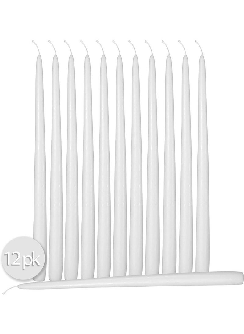 YOUWE7 - 12 Pack Tall Taper Candles - 10 Inch White Dripless, Unscented Dinner Candle - Paraffin Wax with Cotton Wicks - 8 Hour Burn Time, White - Image 1