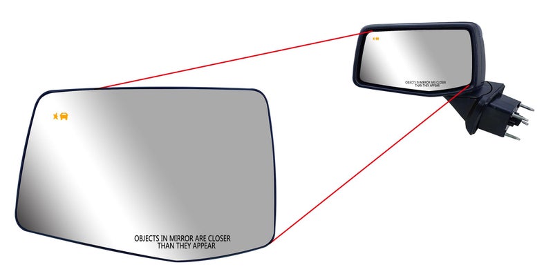 LONGLING Replacement Driver Left Side Mirror Glass Heated with BLIS(BLind Spot Light) and Back Plate for Chevrolet Silverado GMC Sierra from 2019 to 2023 - Image 2