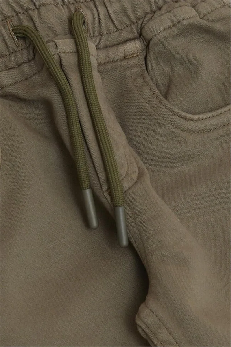 Breeze Boy's Trousers with Lace-up Elastic Waist Legs, 1.5-5 Years Old, Dark Khaki Green