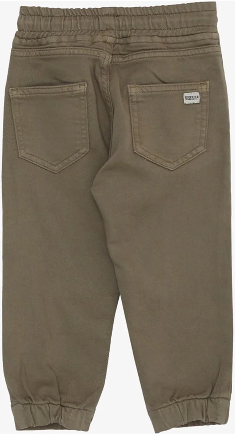 Breeze Boy's Trousers with Lace-up Elastic Waist Legs, 1.5-5 Years Old, Dark Khaki Green