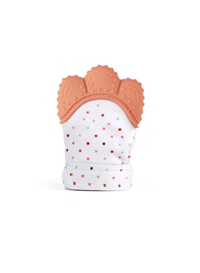 Teether Gloves Baby Teether Baby Anti-bite Silicone Molar Gloves Kidsren's Sound Toy Anti-eating Hand Molar Glue-Color:Orange  - Image 1
