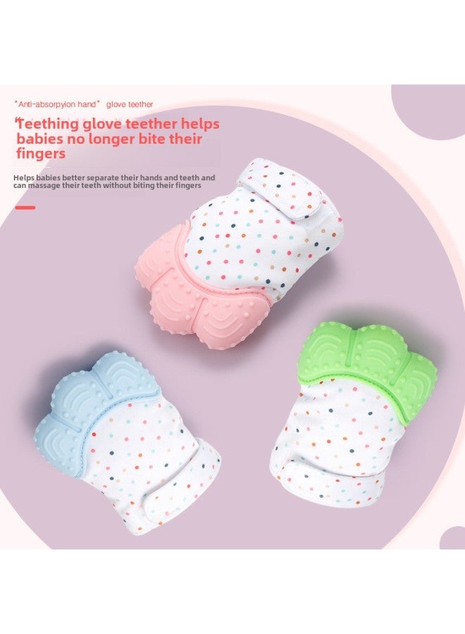 Teether Gloves Baby Teether Baby Anti-bite Silicone Molar Gloves Kidsren's Sound Toy Anti-eating Hand Molar Glue-Color:Orange  - Image 2