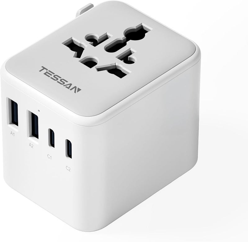 TESSAN Universal Travel Adapter Worldwide with 2 USB C and 2 USB A Ports - Image 1