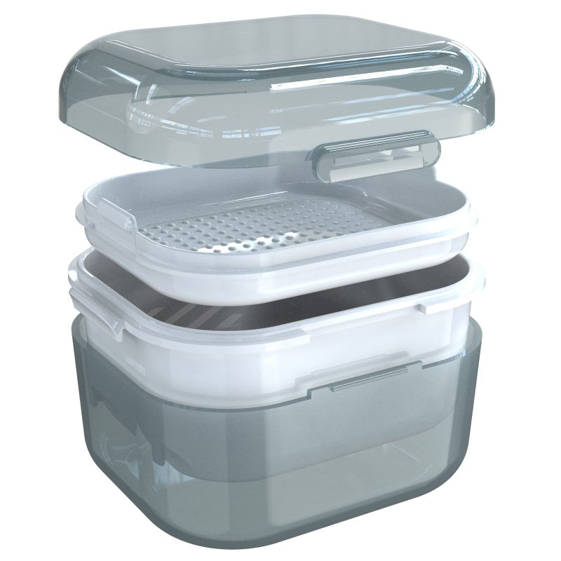 ARGOMAX Denture Case, Denture Cup for Soaking Dentures(Not Leak-Proof), Thorough Cleaning of Dentures, Retainer, Mouthguards, Clear Braces (Grey). - Image 2