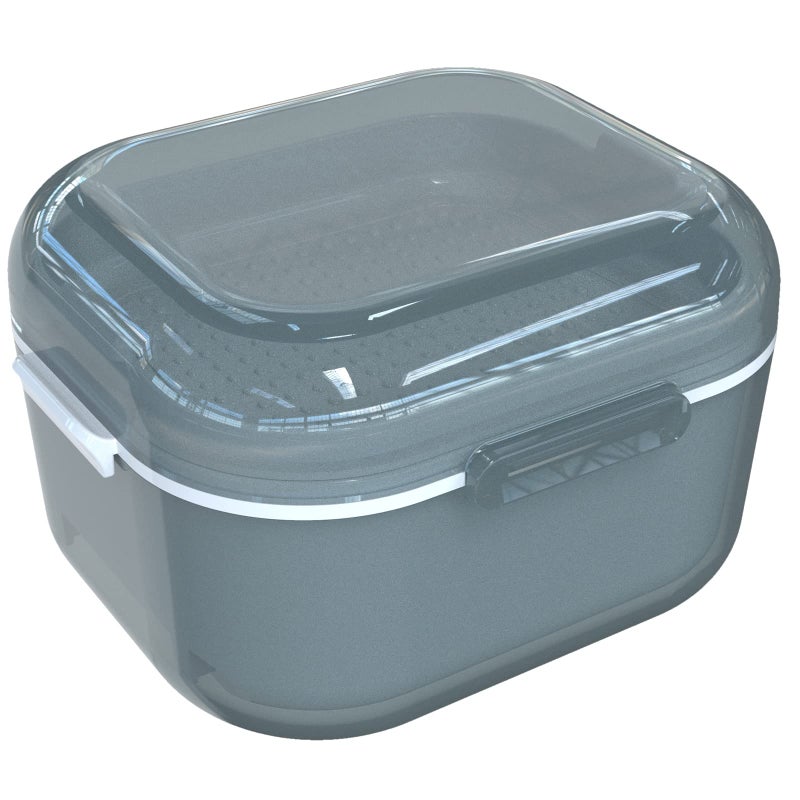 ARGOMAX Denture Case, Denture Cup for Soaking Dentures(Not Leak-Proof), Thorough Cleaning of Dentures, Retainer, Mouthguards, Clear Braces (Grey). - Image 1