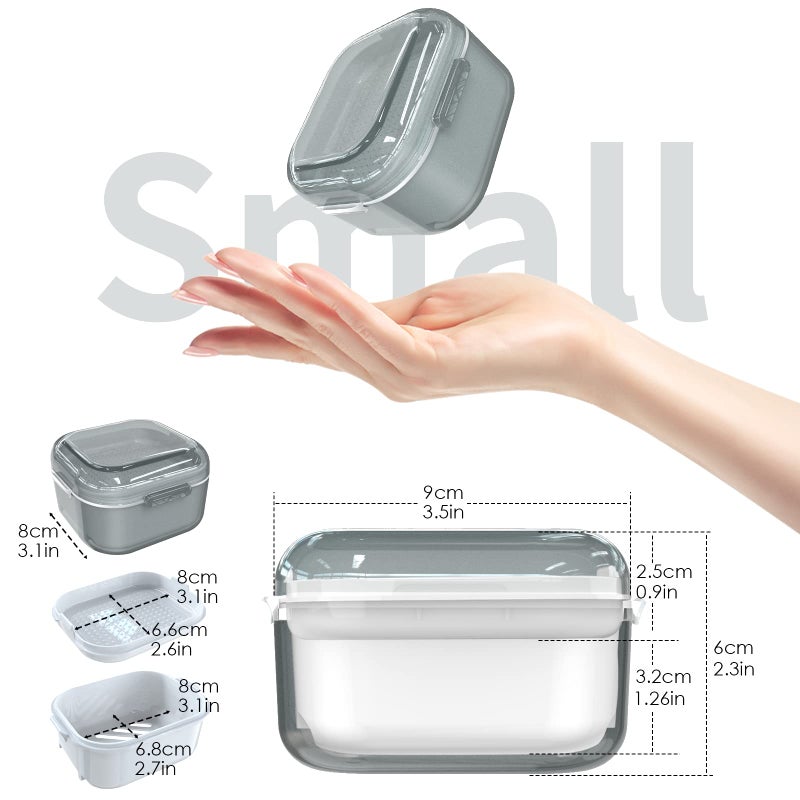 ARGOMAX Denture Case, Denture Cup for Soaking Dentures(Not Leak-Proof), Thorough Cleaning of Dentures, Retainer, Mouthguards, Clear Braces (Grey). - Image 3