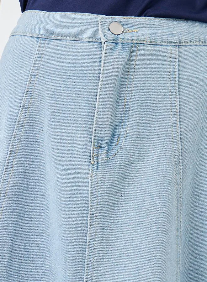 Take Two Take Two Solid Denim Midi Skirt
