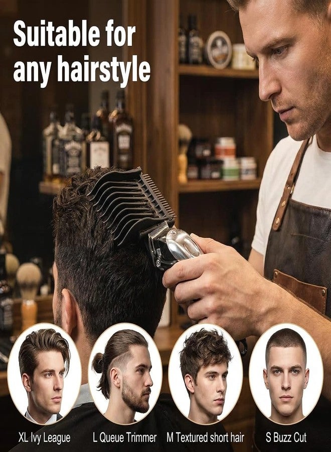Rhostry 4-in-1 Detachable Fade Comb Set for Clippers, Interchangeable Barber Fading Combs with Handle, Easy Length Control for Blending & Tapering, Lightweight Grip for Home & Professional Use(Black) - Image 4