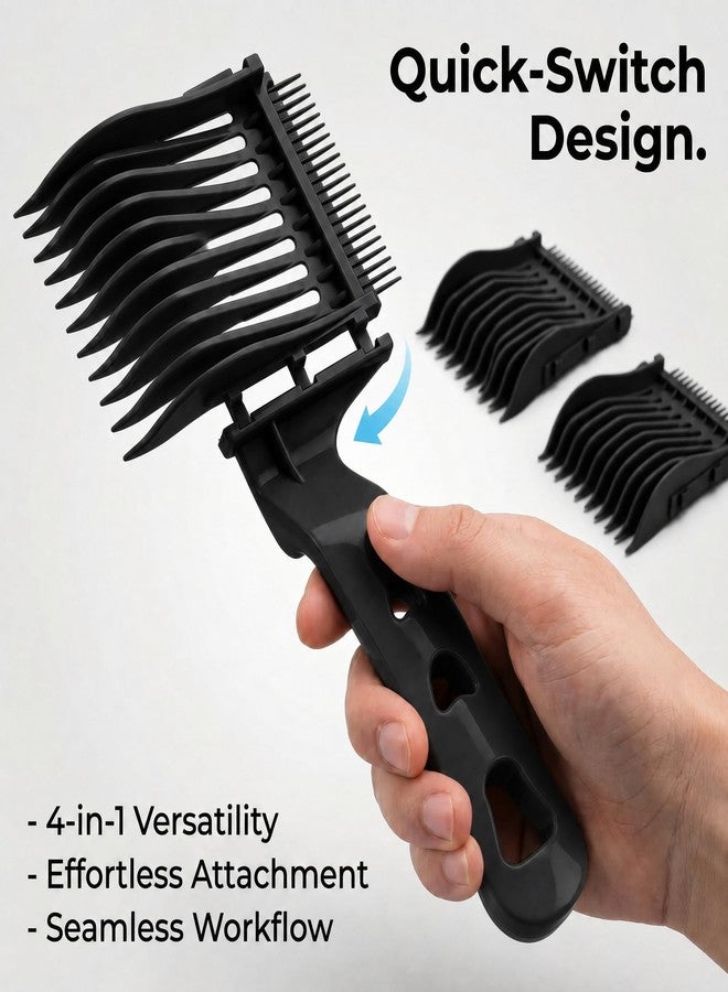 Rhostry 4-in-1 Detachable Fade Comb Set for Clippers, Interchangeable Barber Fading Combs with Handle, Easy Length Control for Blending & Tapering, Lightweight Grip for Home & Professional Use(Black) - Image 2