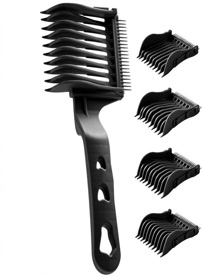 Rhostry 4-in-1 Detachable Fade Comb Set for Clippers, Interchangeable Barber Fading Combs with Handle, Easy Length Control for Blending & Tapering, Lightweight Grip for Home & Professional Use(Black) - Image 1