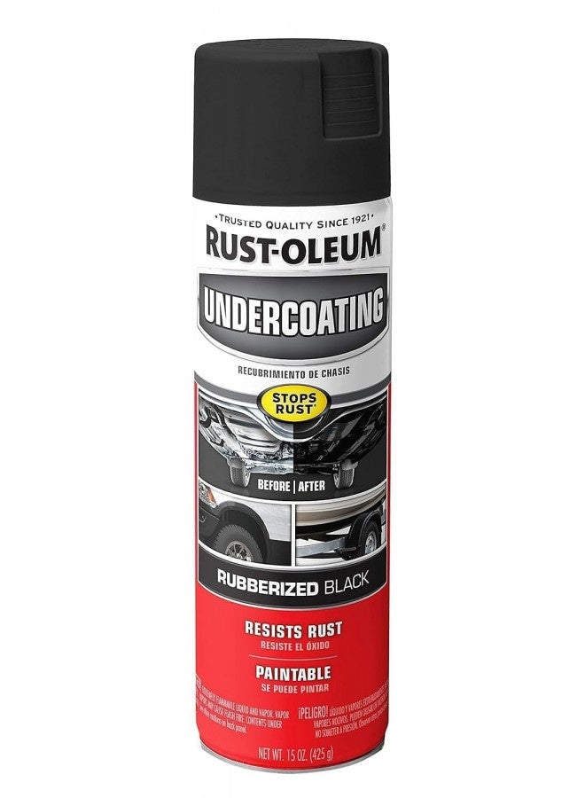 RUST-OLEUM رش طلاء مطاطي تحت السطح من راست-أوليوم 248657، 15 أونصة، أسود - Image 1